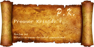 Presser Kristóf névjegykártya